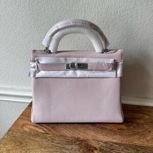 *READ Pale Light Pink Leather 28 KL Top Handle Bag Satchel w/ Silver HW
